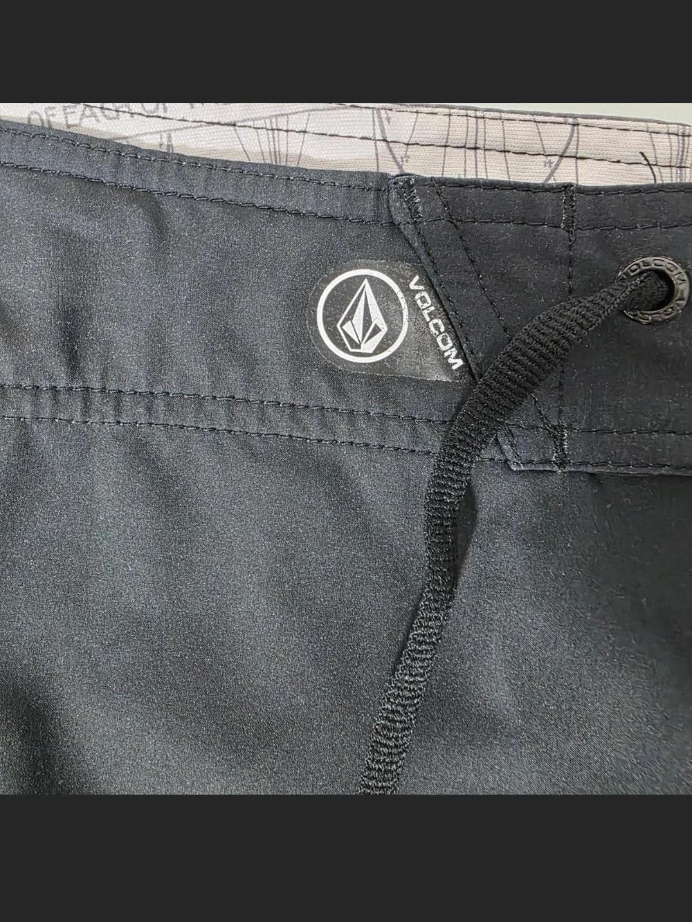 Volcom Black Swim Trunks with Gray Panel Accents